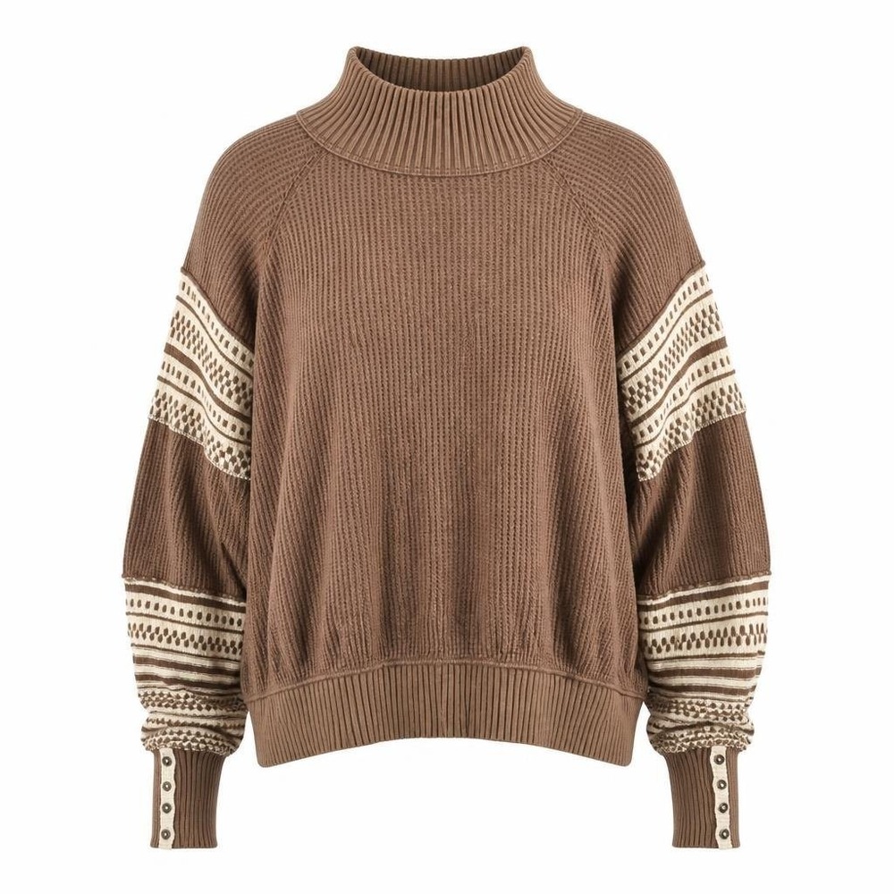 We The Free People Sweater Womens L Mock Neck Oversized Get Cozy Raglan Boho